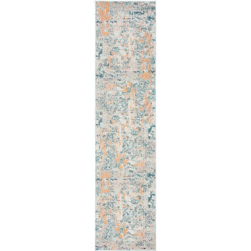 Madison Light Blue and Beige Abstract Runner Rug