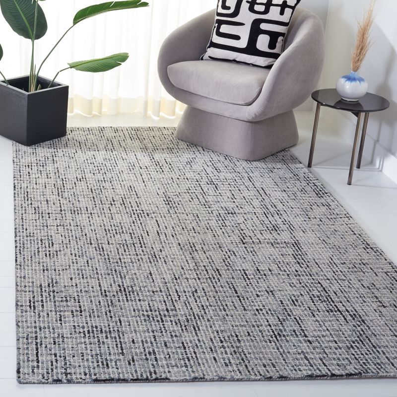 Gray Abstract Handmade Wool Tufted Area Rug