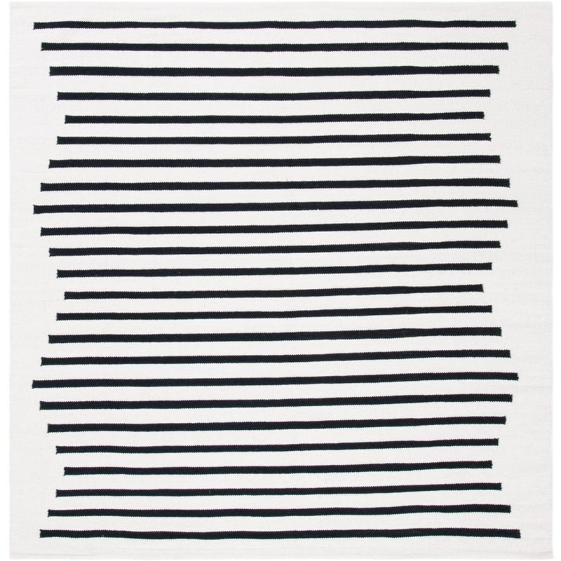 Montauk Black and Ivory Hand Woven Cotton Area Rug