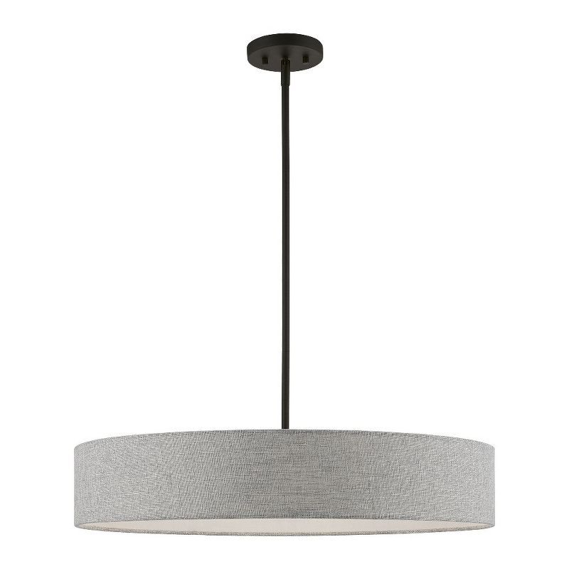 Elmhurst Black Nickel Glass LED Drum Pendant Light