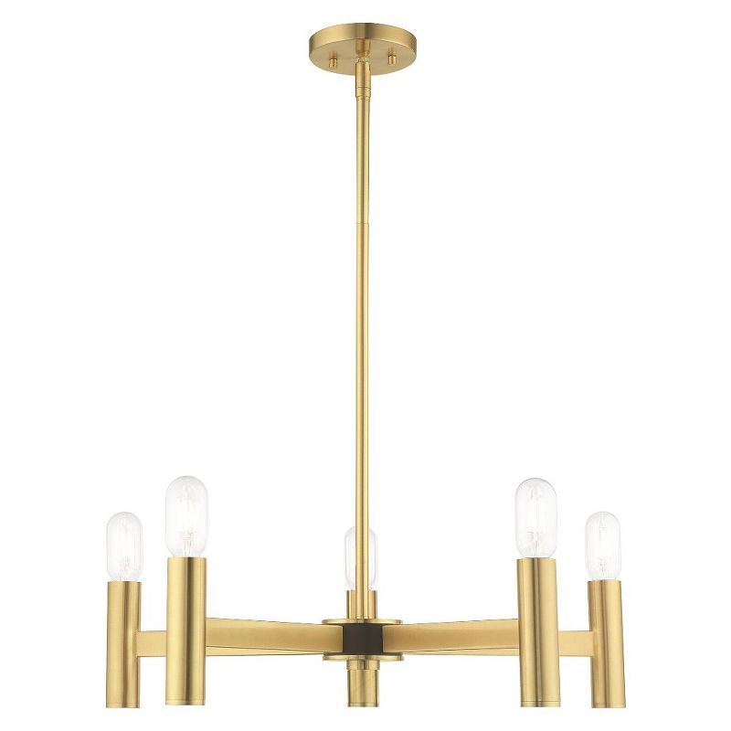 Copenhagen Satin Brass 5-Light Industrial Chandelier