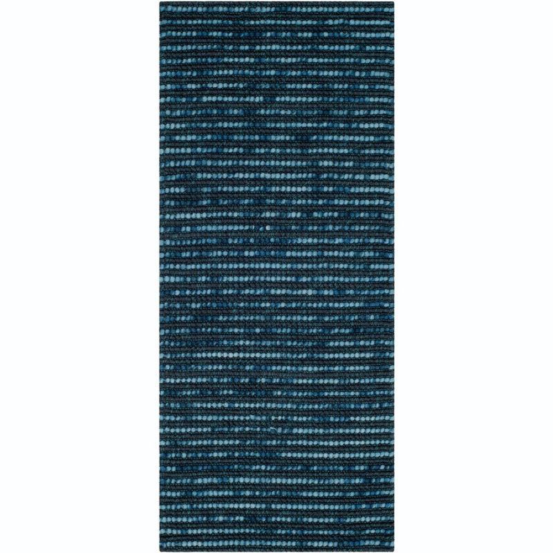 Hand-knotted Dark Blue and Multi Wool Runner Rug 2'6" x 6'