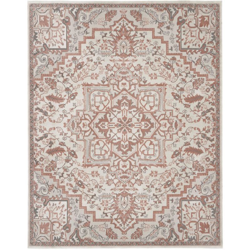 Elation Ivory Brick Floral 8' x 10' Synthetic Area Rug
