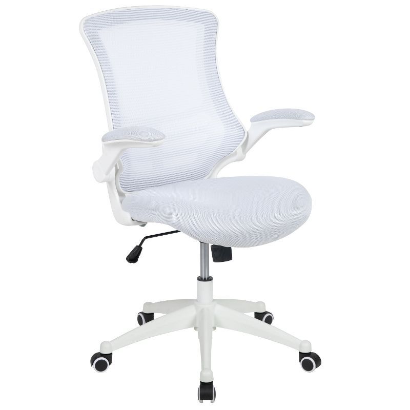 ErgoFlex White Mesh Mid-Back Swivel Task Chair with Adjustable Arms