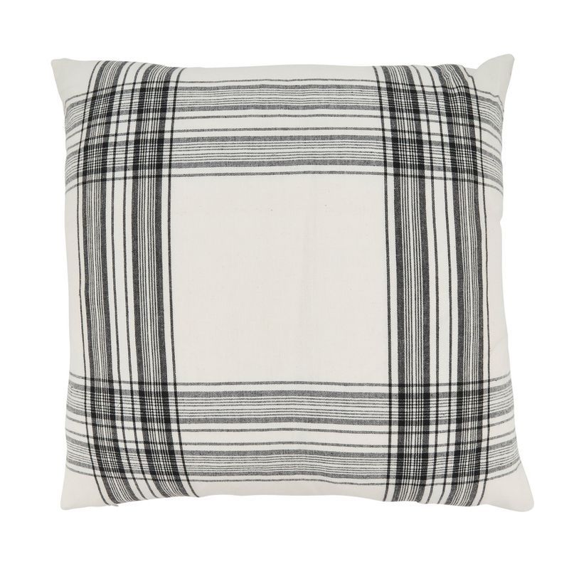 Black and White Plaid Down Filled Square Throw Pillow