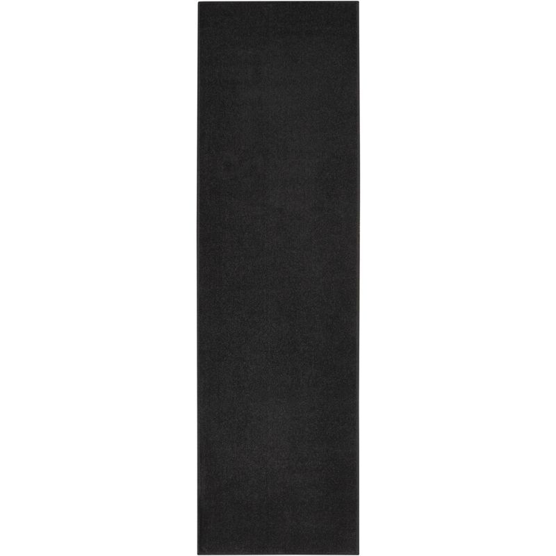 Modern Essentials Solid Black Synthetic 2'2" x 10' Outdoor Runner Rug