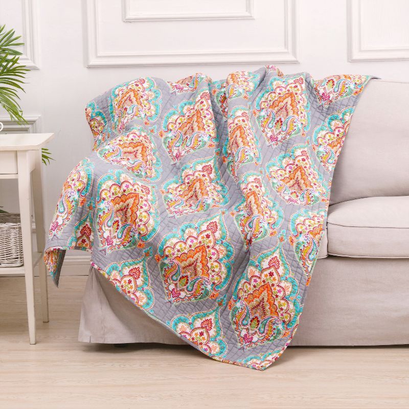 Marielle Multicolor Cotton Reversible Quilted Throw