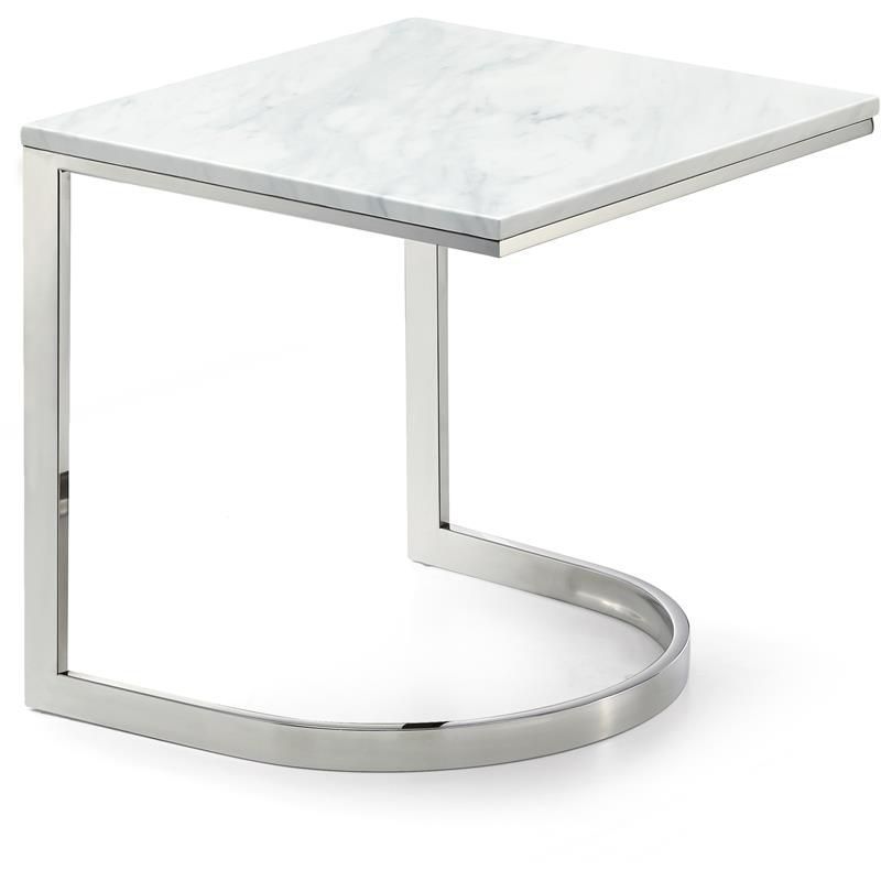 Copley Chrome and Stone C-Form Accent Table