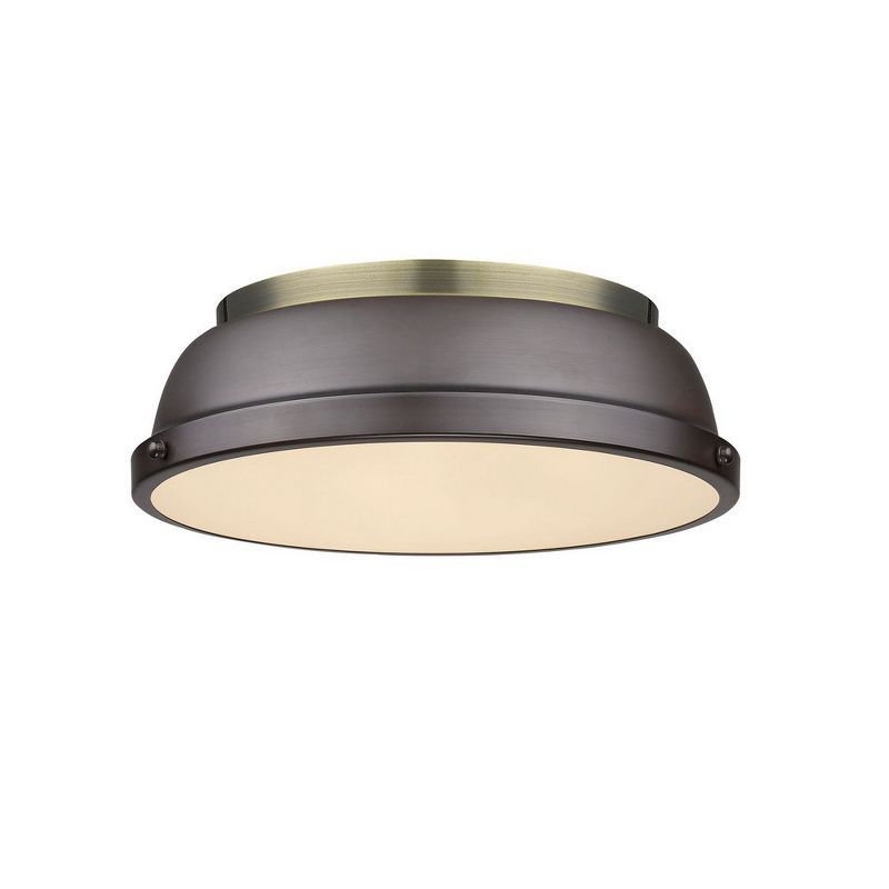 Transitional Aged Brass & Rubbed Bronze 14" Flush Mount Light