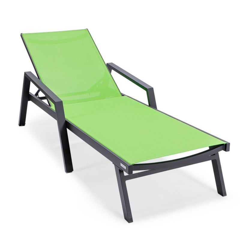 Green Aluminum Frame Patio Chaise Lounge Chair with Armrests