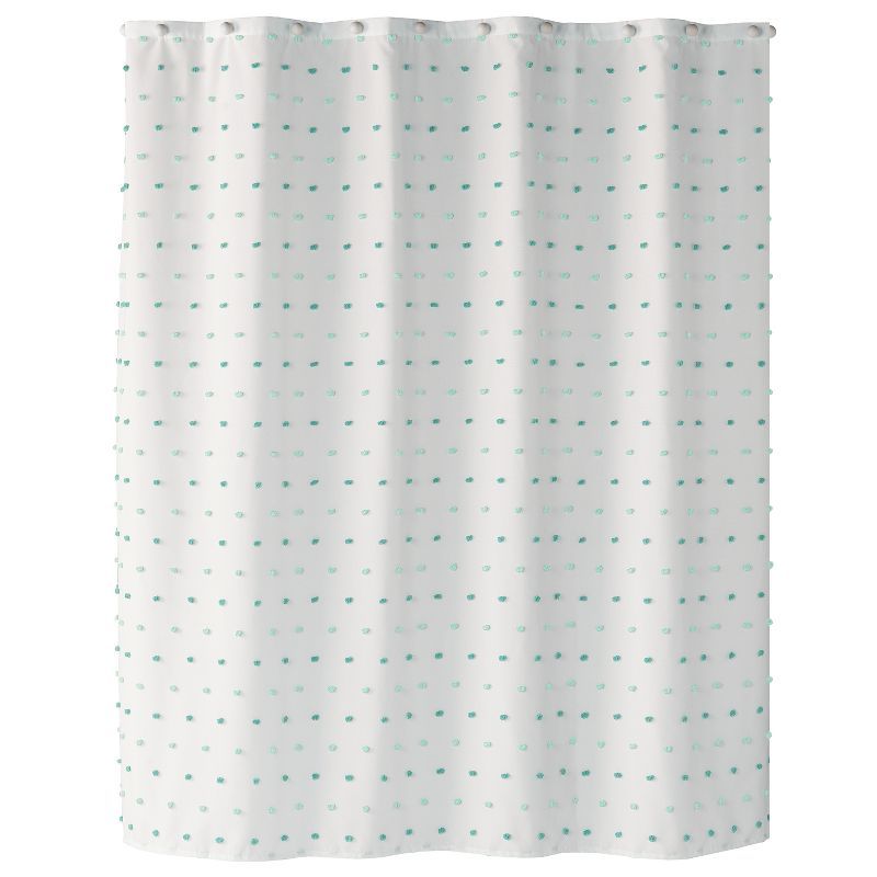 Aqua Swiss Dot Polyester Shower Curtain