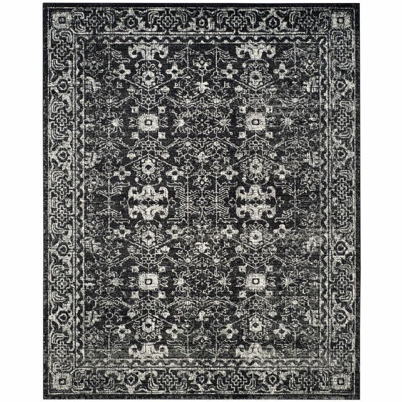 Charcoal and Ivory High Pile Synthetic 8' x 10' Area Rug