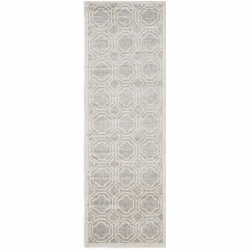 Light Grey and Ivory Geometric Easy-Care Area Rug