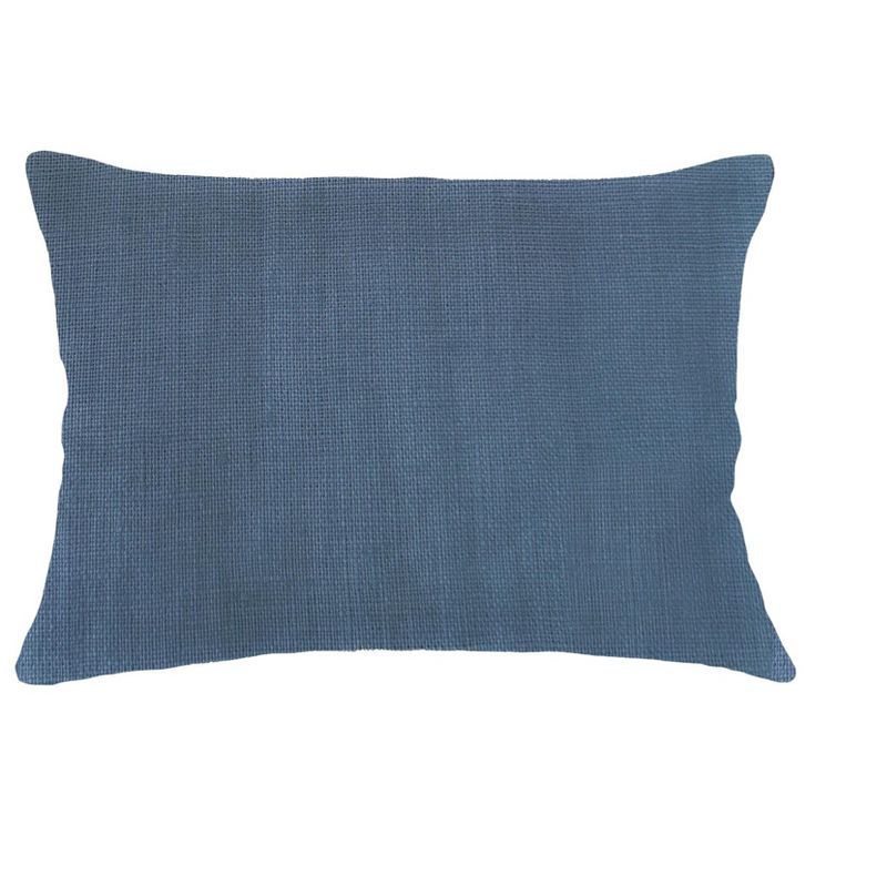 Marine Blue Linen Throw Pillow with Down Alternative Fill 14x20