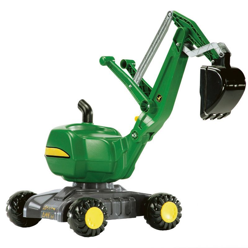 Green Resin Ride-On Excavator with 360-Degree Shovel