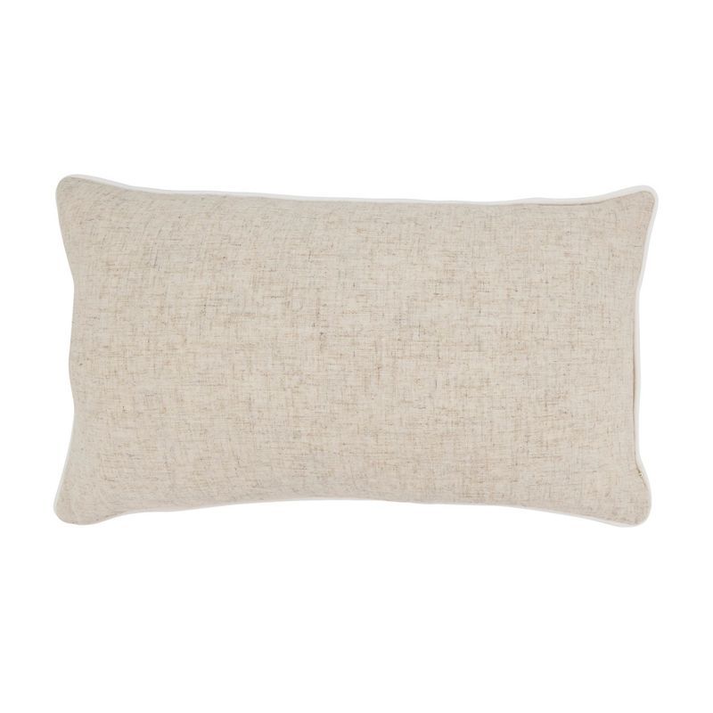 Toscana Beige and White Linen Blend Throw Pillow Cover