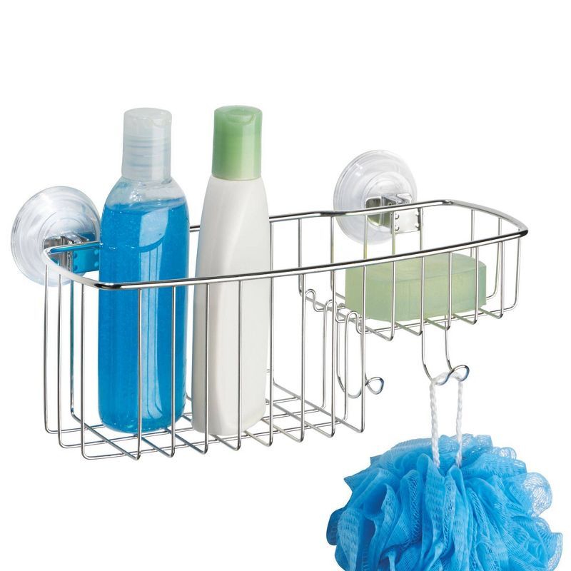 Silver Stainless Steel Suction Mount Shower Basket