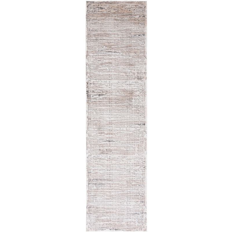 Mayflower Beige and Gray Power Loomed Runner Rug