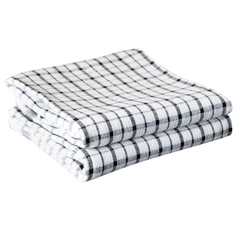 Black and White Checkered Cotton Kitchen Towel Set