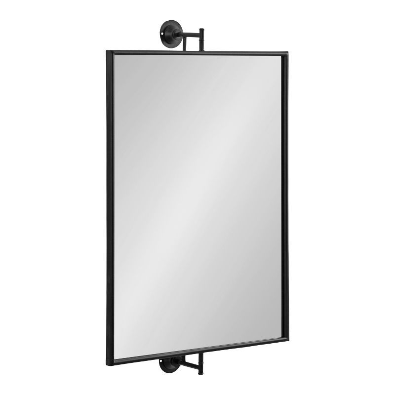24" x 40" Black Iron Rectangular Pivot Bathroom Vanity Mirror