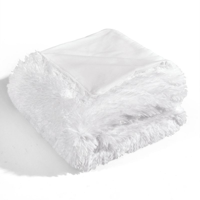 Luxurious Emma 60"x50" White Faux Fur Reversible Throw Blanket