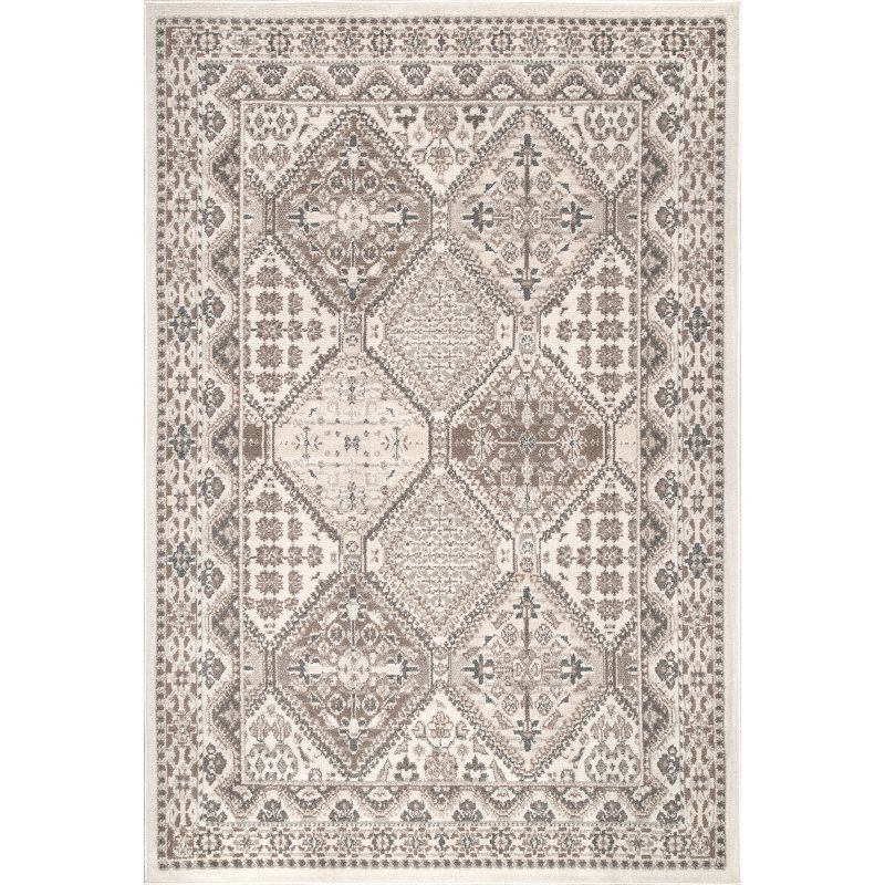 Becca Beige Rectangular Synthetic Geometric Area Rug