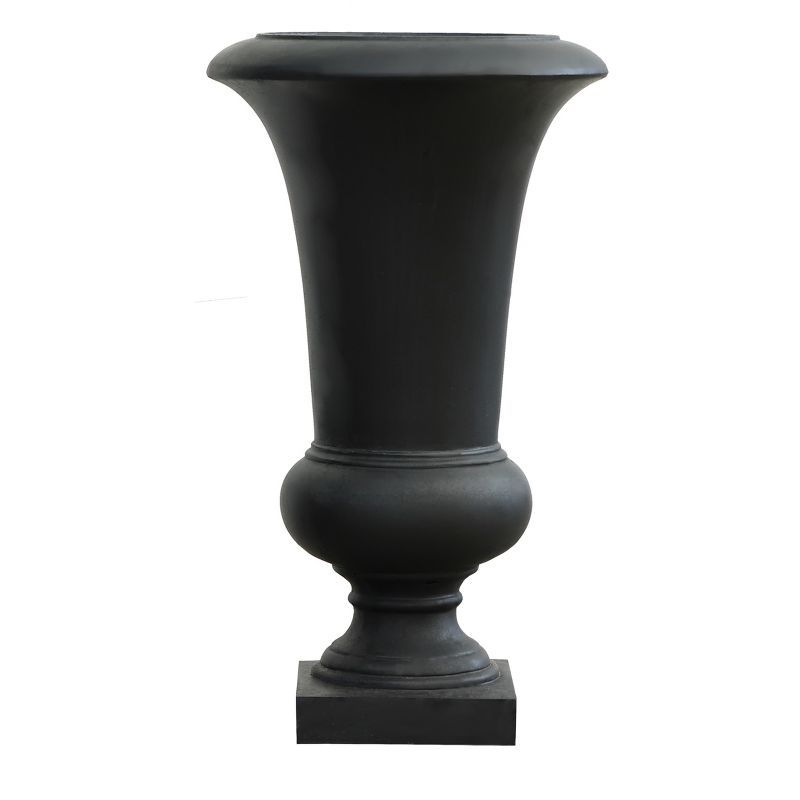 Elegant 25" Matte Black MgO Slim Urn Planter for Outdoor Elegance