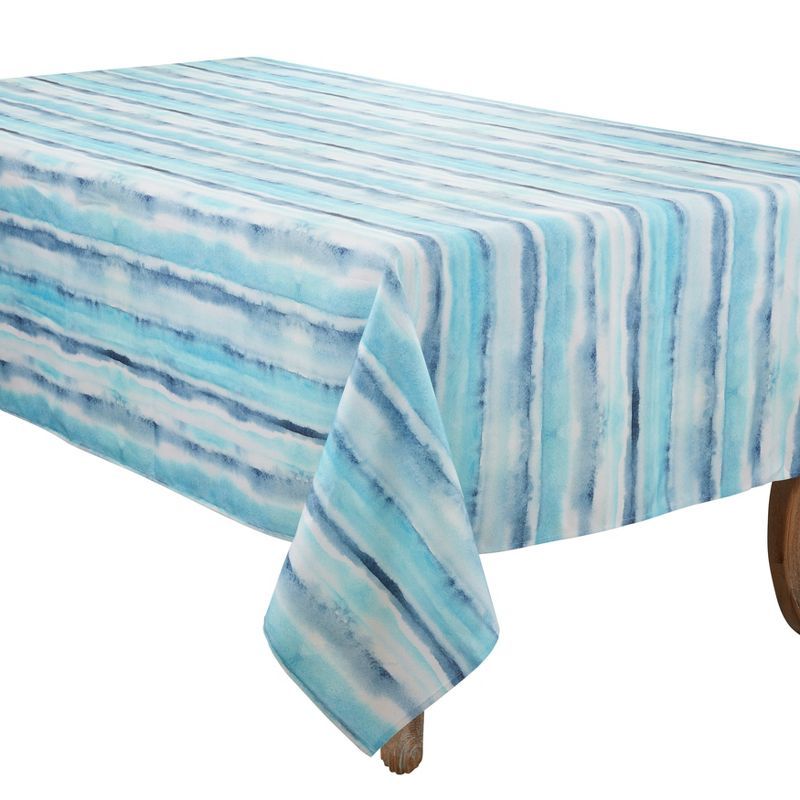 Blue Watercolor Print Rectangular Fabric Tablecloth