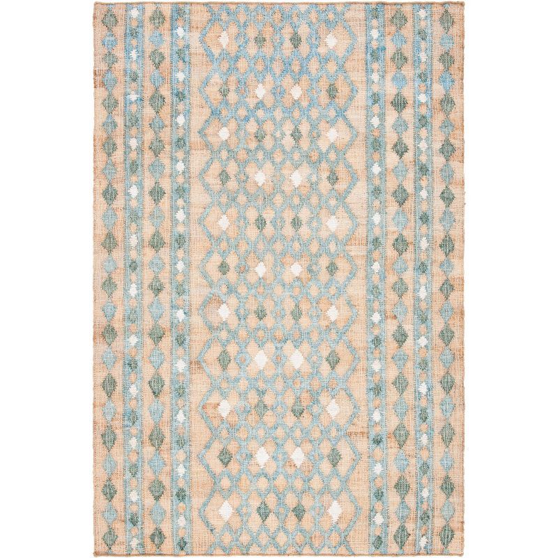 Kilim 4' x 6' Blue and Natural Wool Handmade Area Rug