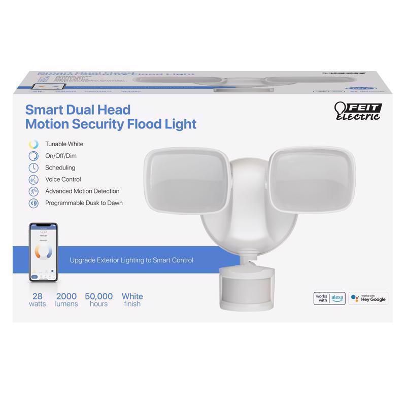 Feit Electric Smart Dual Head Motion-Sensing LED White Security Floodlight