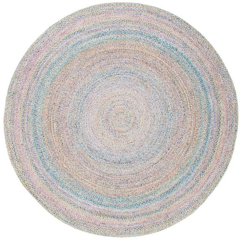 Cape Cod Handwoven Round Blue Jute Area Rug