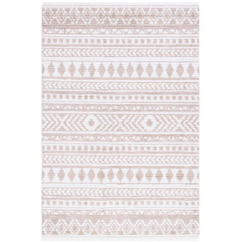 Augustine Ivory Beige Synthetic Square Area Rug, 6'4"