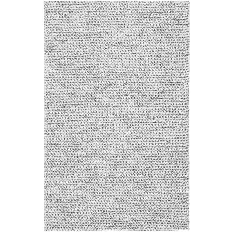 Handmade Light Grey and Ivory Wool Flat Woven Area Rug