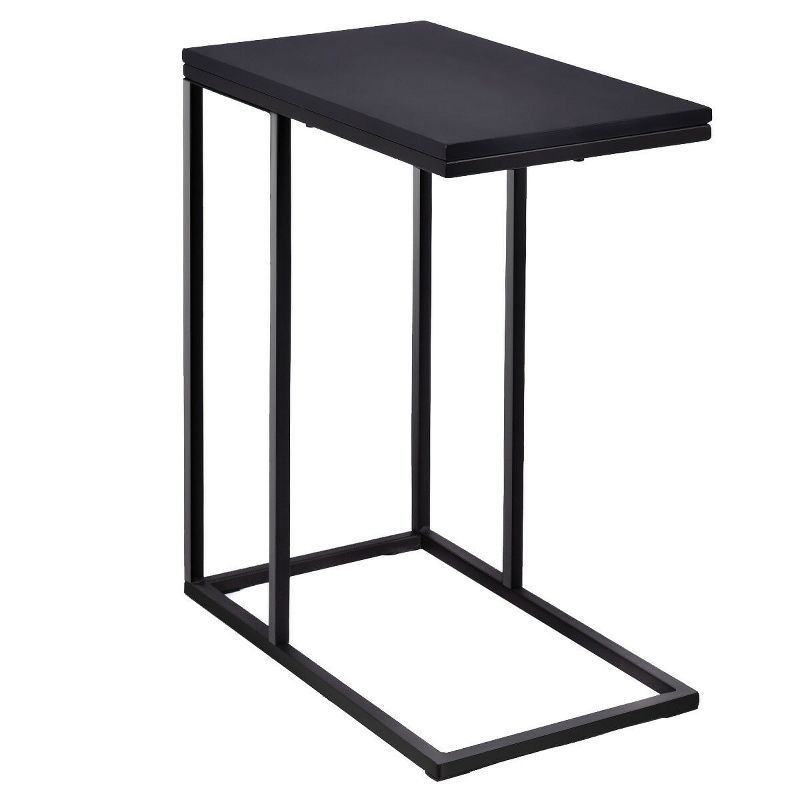 Black Wood and Metal C-Shape Side Table