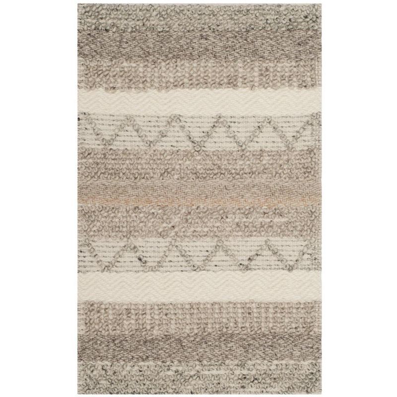 Beige Handmade Geometric Wool Tufted Area Rug 3' x 5'