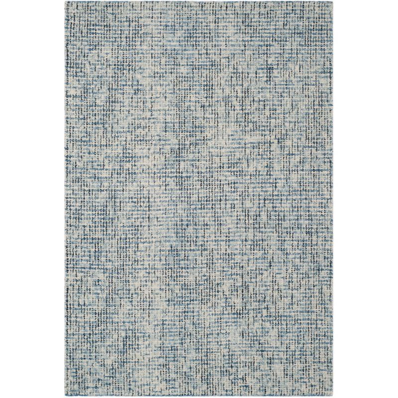 Blue and Charcoal Handmade Wool Abstract Area Rug 2' x 3'