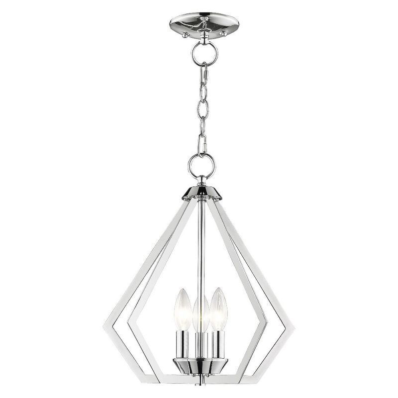 Triangular Prism Polished Chrome Mini Chandelier with Crystal Candles