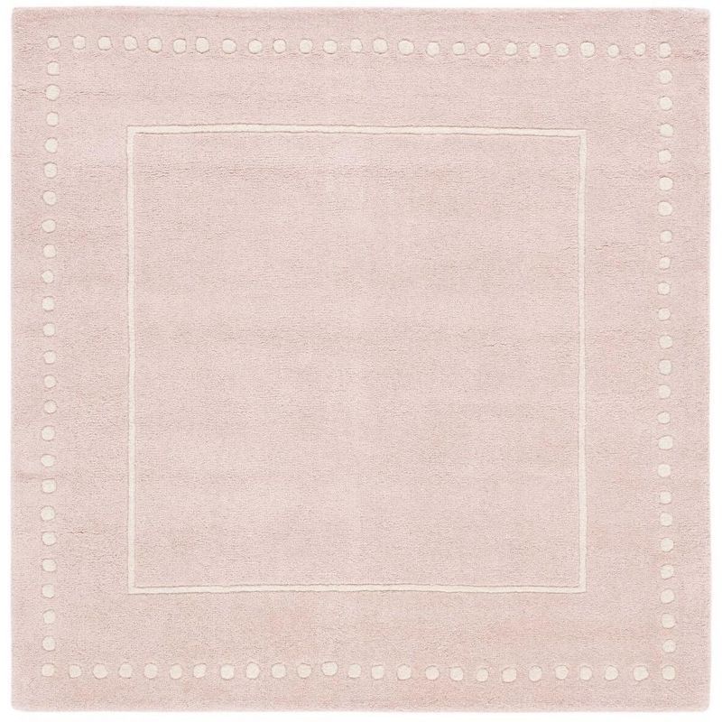 Hand-tufted Wool Square Area Rug in Light Pink/Ivory - 5' x 5'