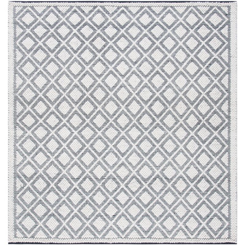 Handwoven Black and Ivory Braided Wool 6' Square Rug