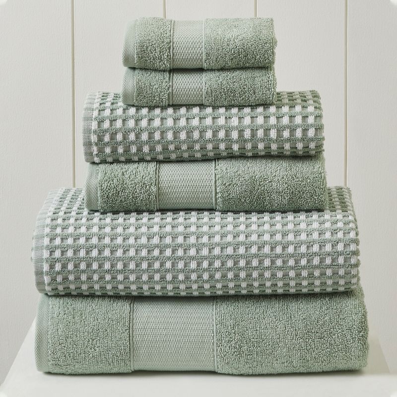 Green Cotton Jacquard Hand and Washcloth Set