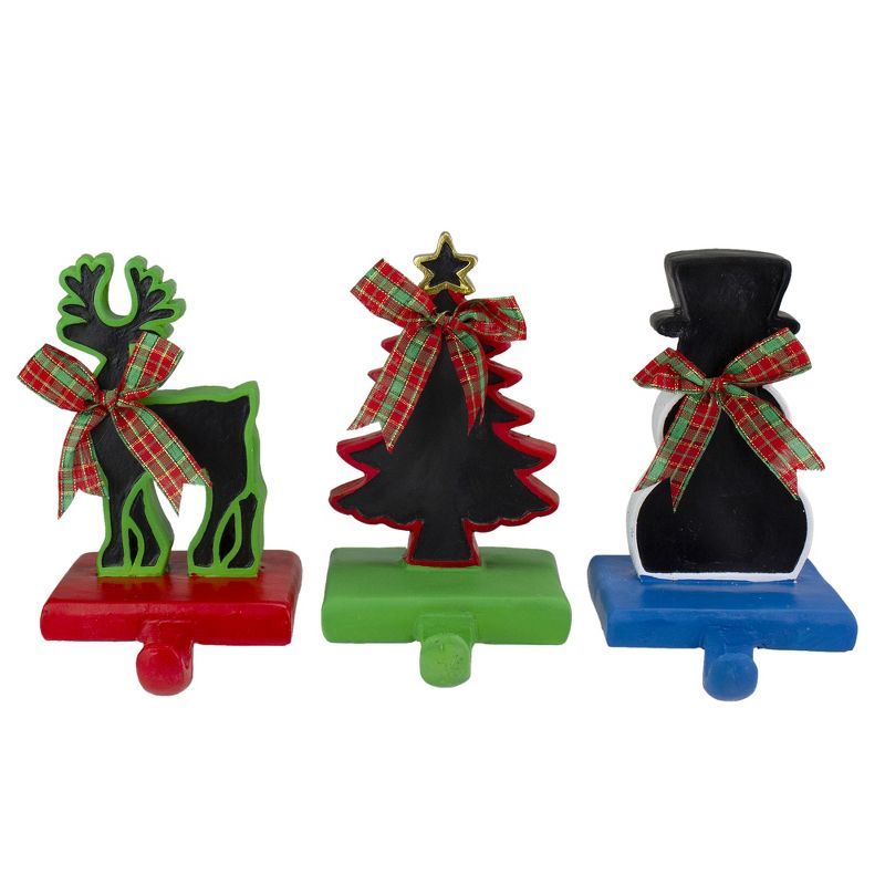 Festive Chalkboard Reindeer, Tree, and Snowman Stocking Holders Set