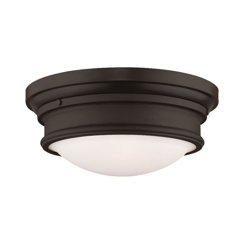 Bronze 15.5" Hand Blown Glass 3-Light Flush Mount