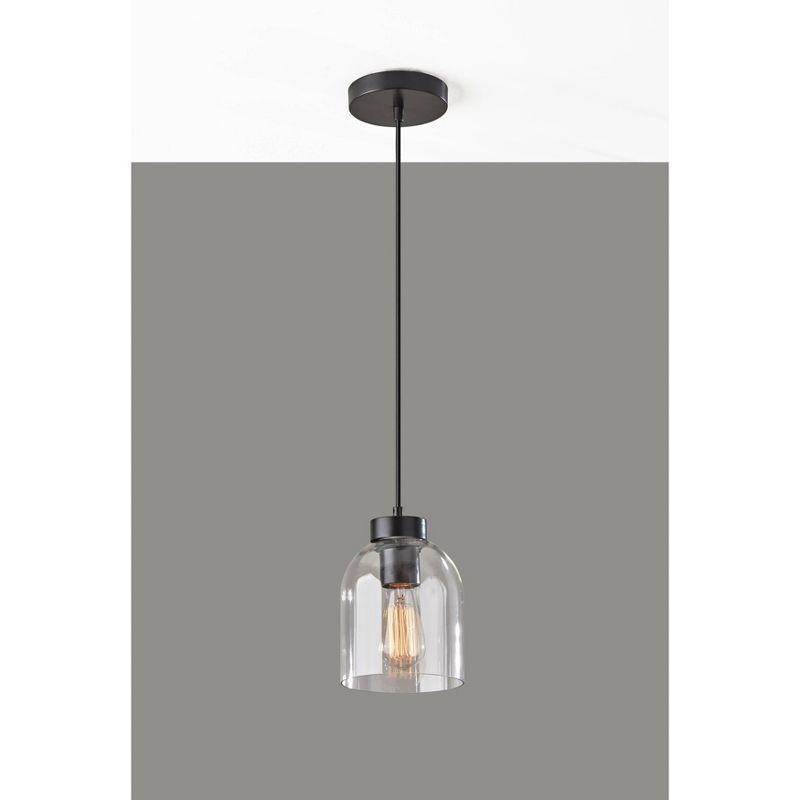 Bristol Black and Clear Glass Dome Pendant Lamp