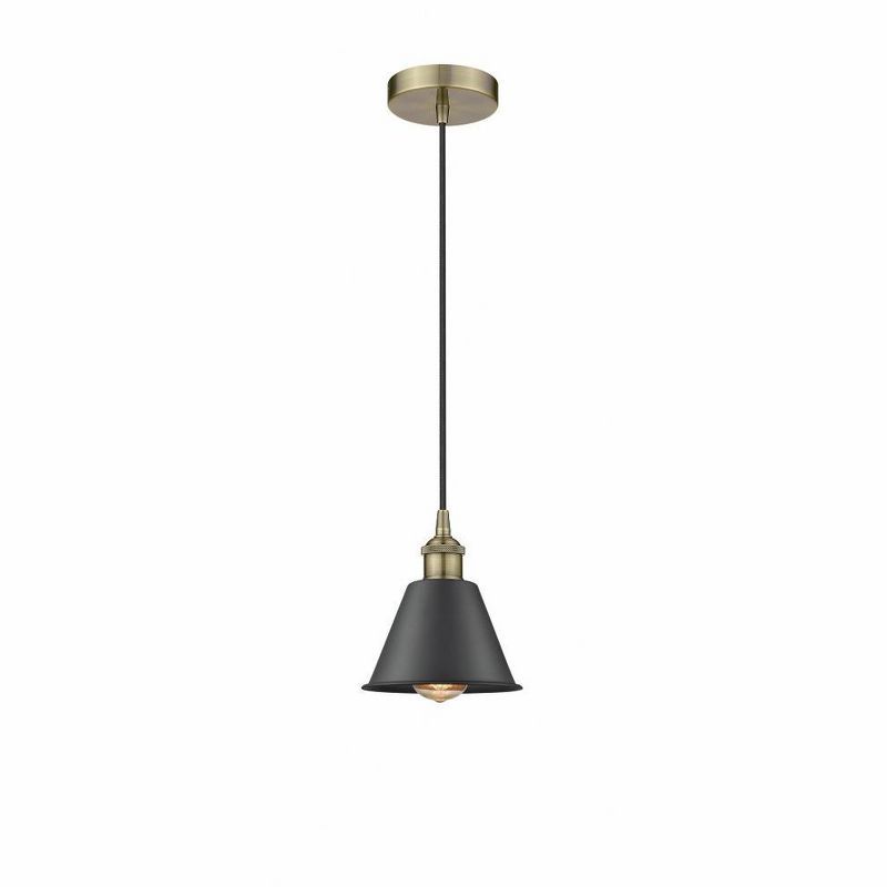Smithfield Antique Brass and Matte Black Mini Pendant Light