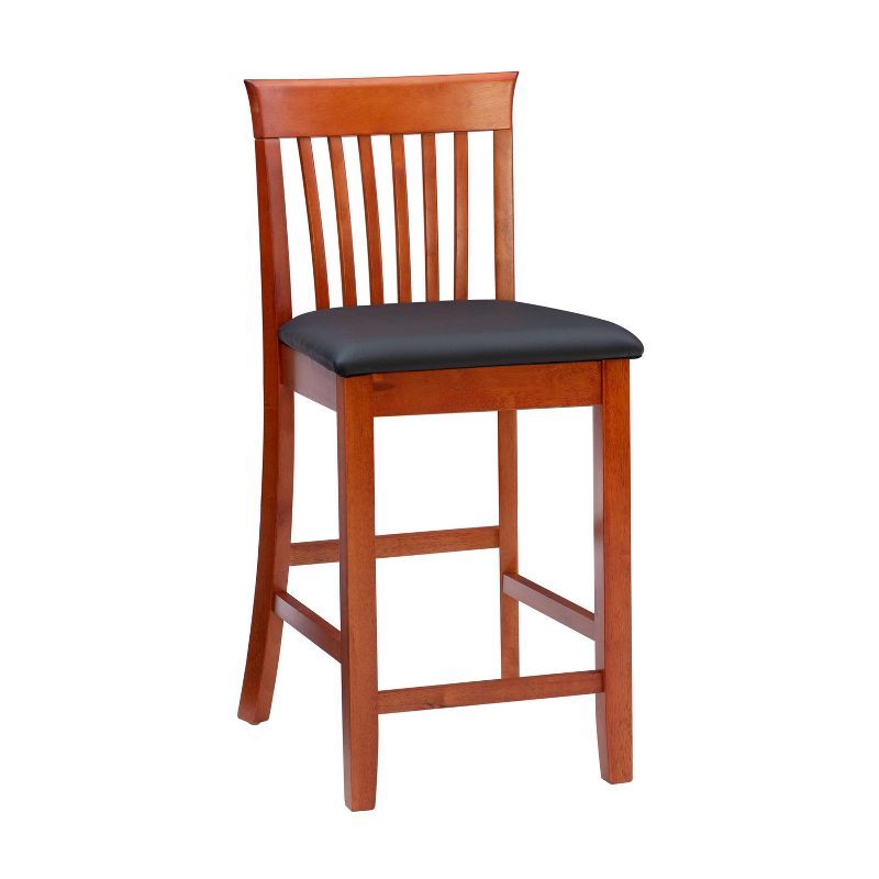 Torino 24" Dark Cherry Wood Counter Stool with Faux Leather Seat