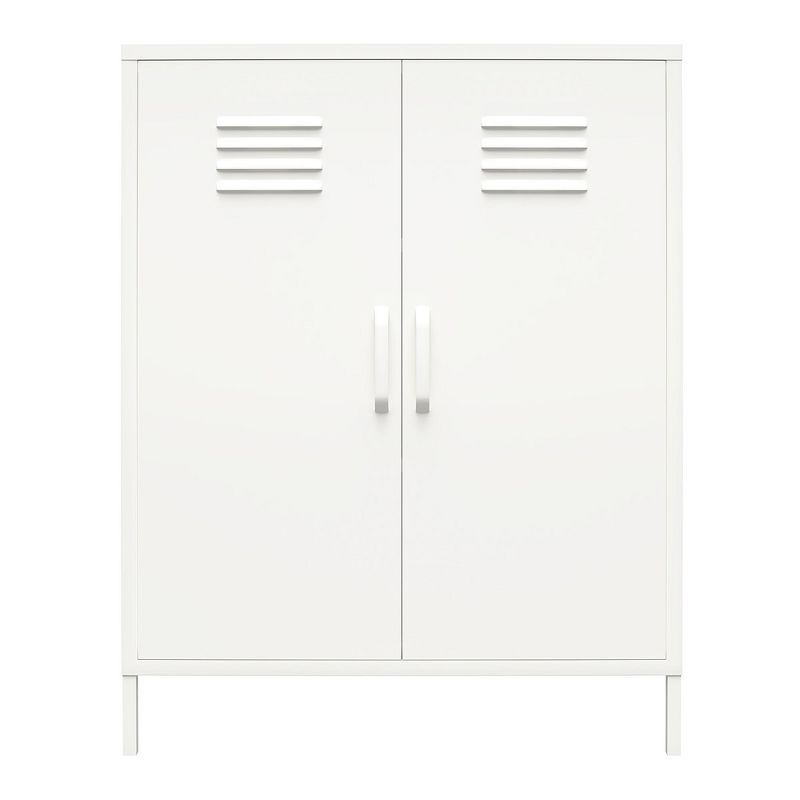 White Metal Locker Style Storage Cabinet with Adjustable Shelving