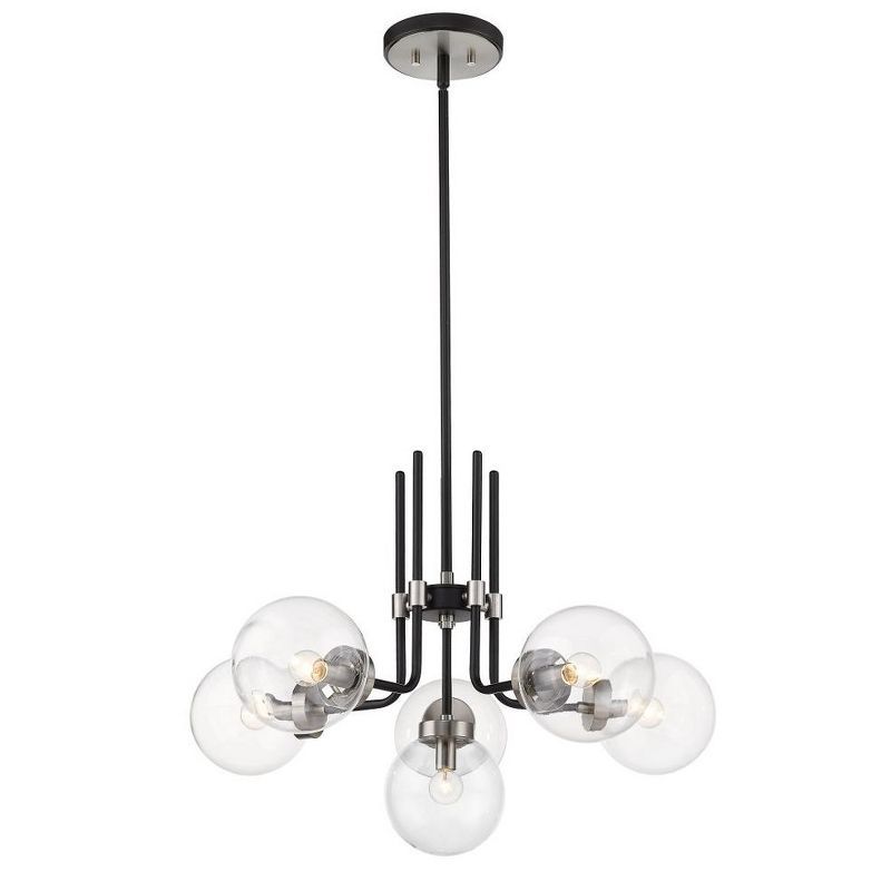 Elegant Parsons 27" Matte Black & Brushed Nickel Chandelier