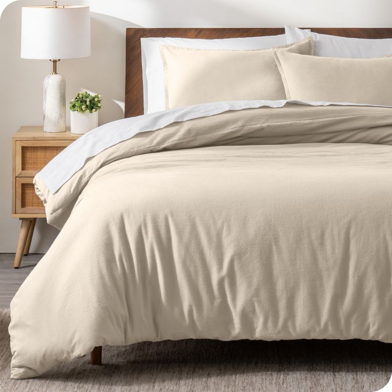 Sand Cotton Flannel Twin/Twin XL Duvet Cover & Sham Set by Bare Home