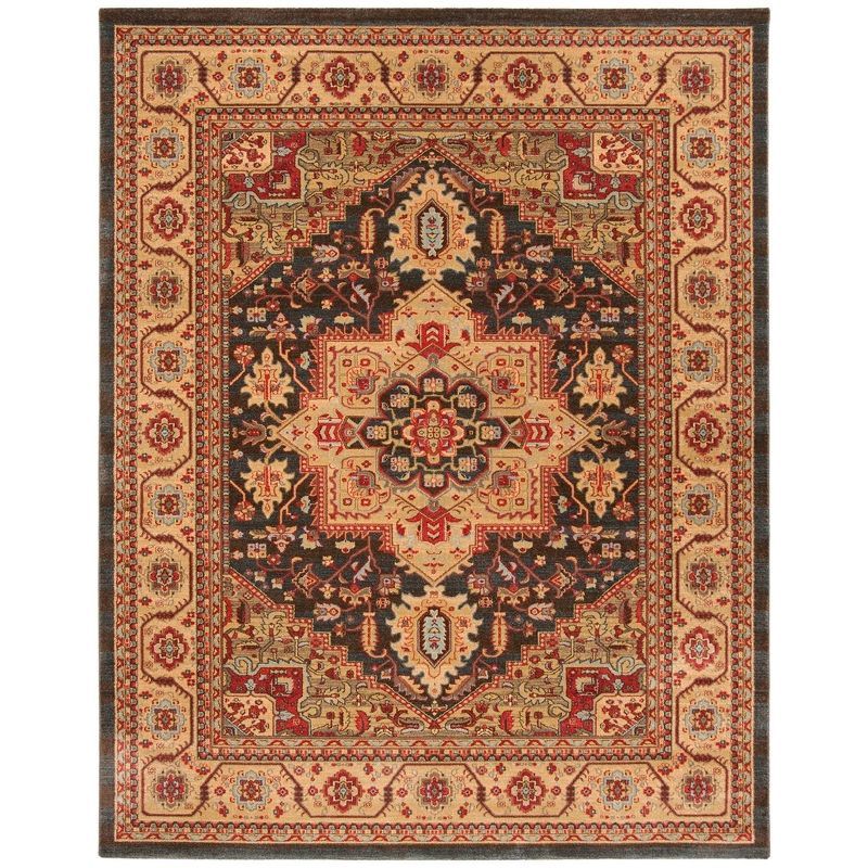 Elegant Navy Rectangular Synthetic Easy-Care Area Rug, 8' x 11'