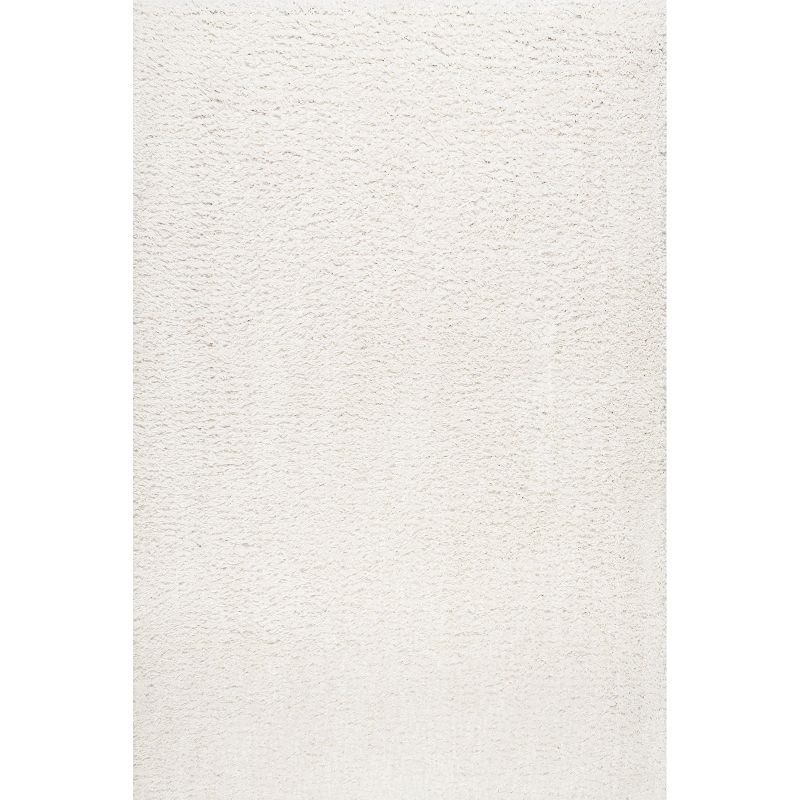 Ivory Rectangular Synthetic Shag Rug 4' x 6'